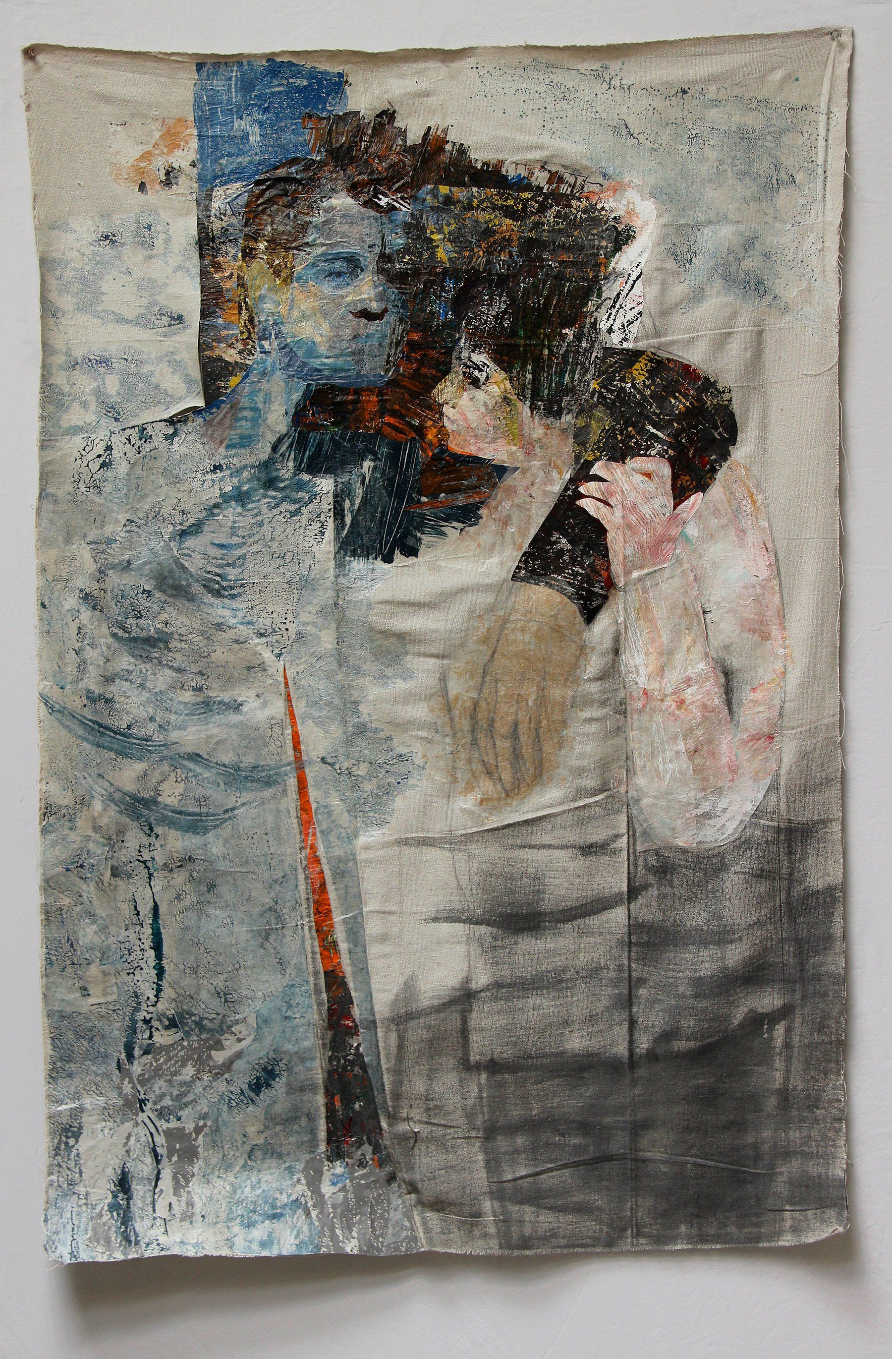 Promise. 2020, Mixed media and collage on drop cloth, 50