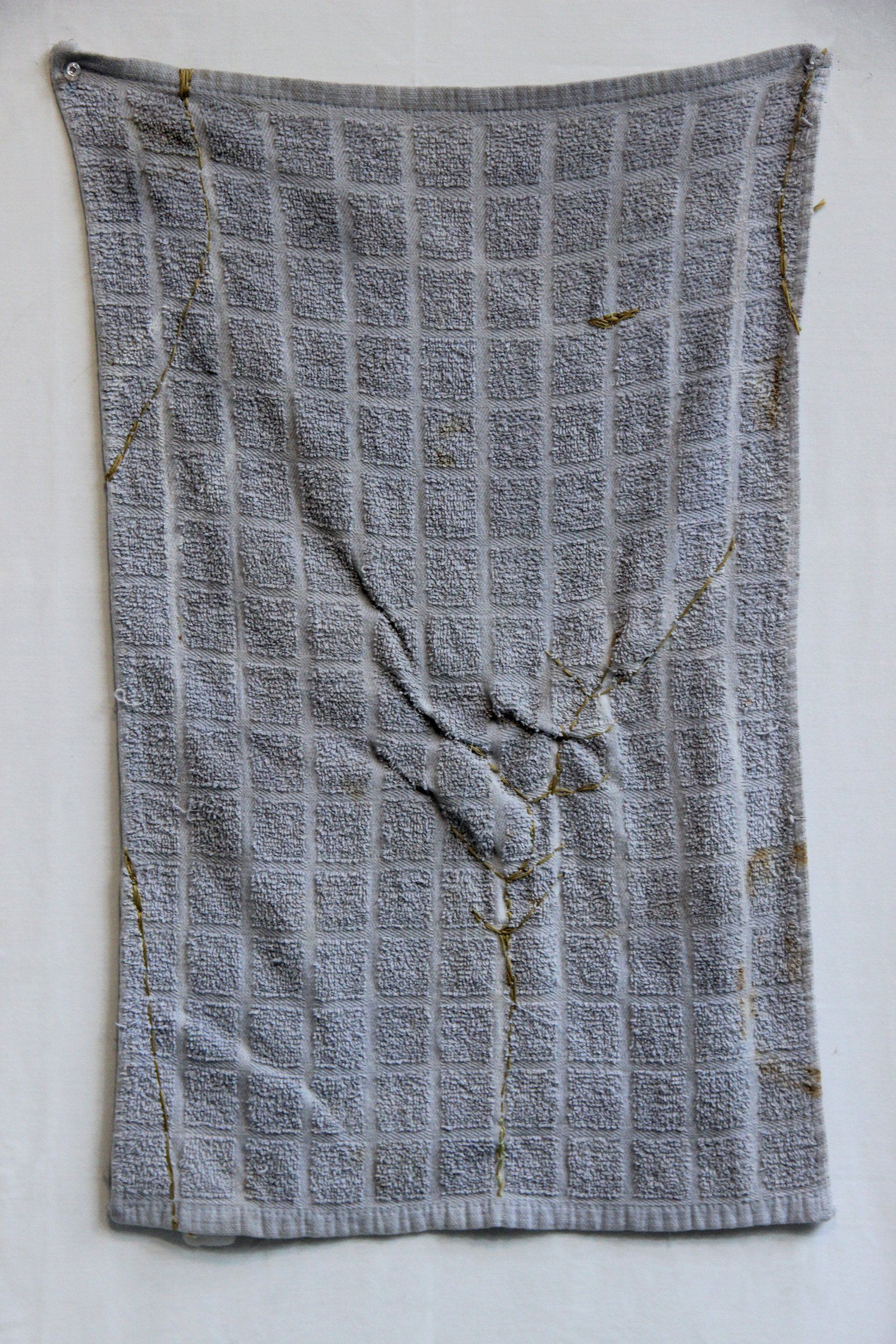 Sewn Up. 2018, Stitching on kitchen towel, 26