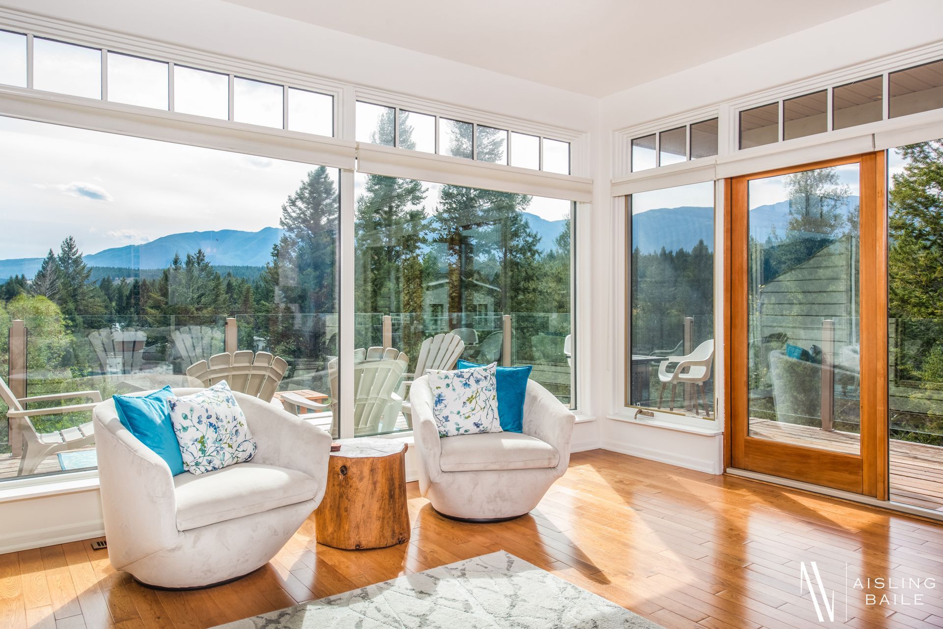 Living room views of Central Elegance, an Invermere BC Vacation Rental hosted by Aisling Baile Property Management.