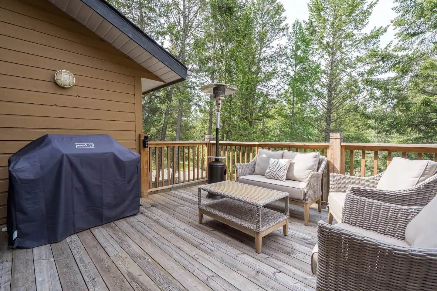 Private patio of Tranquil Pines, a Fairmont Hot Springs BC Vacation Rental hosted by Aisling Baile Property Management.