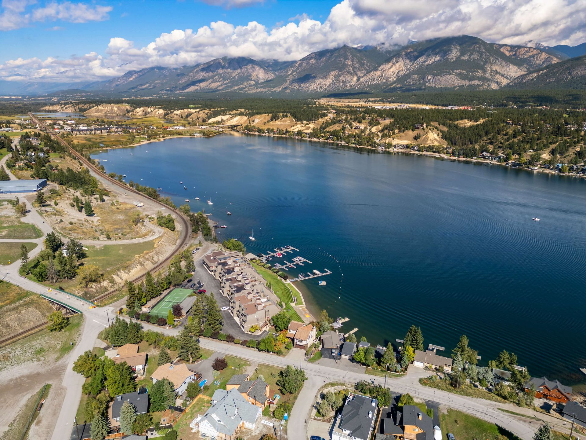 A large white and red building with the word fire on it