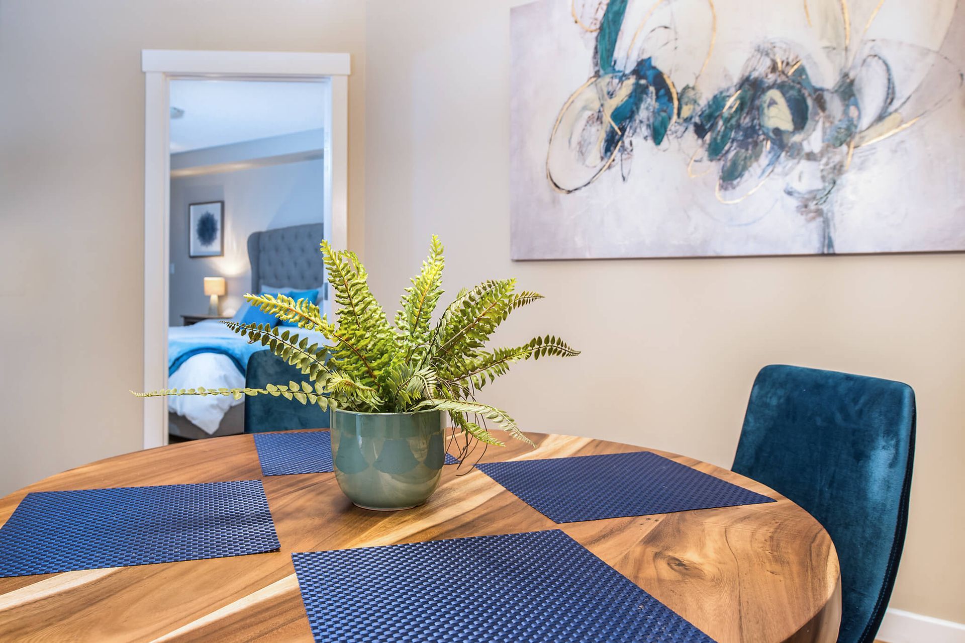 Dining table at the Lakefront condo at Lake Windermere Pointe BC Vacation Rental hosted by Aisling Baile Property Management.