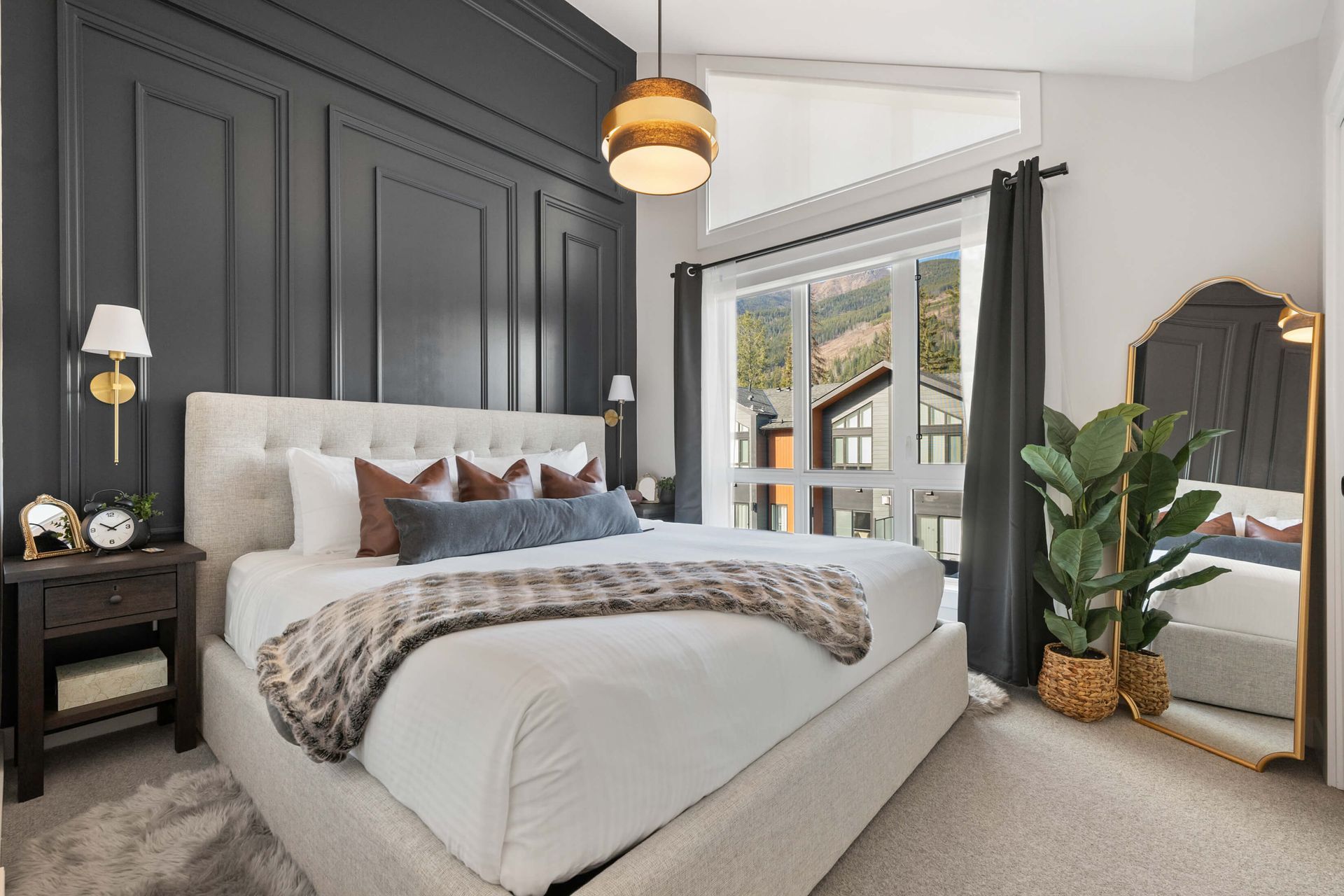 Peek inside the primary bedroom of one of our Nordix units in Panorama Mountain Resort.