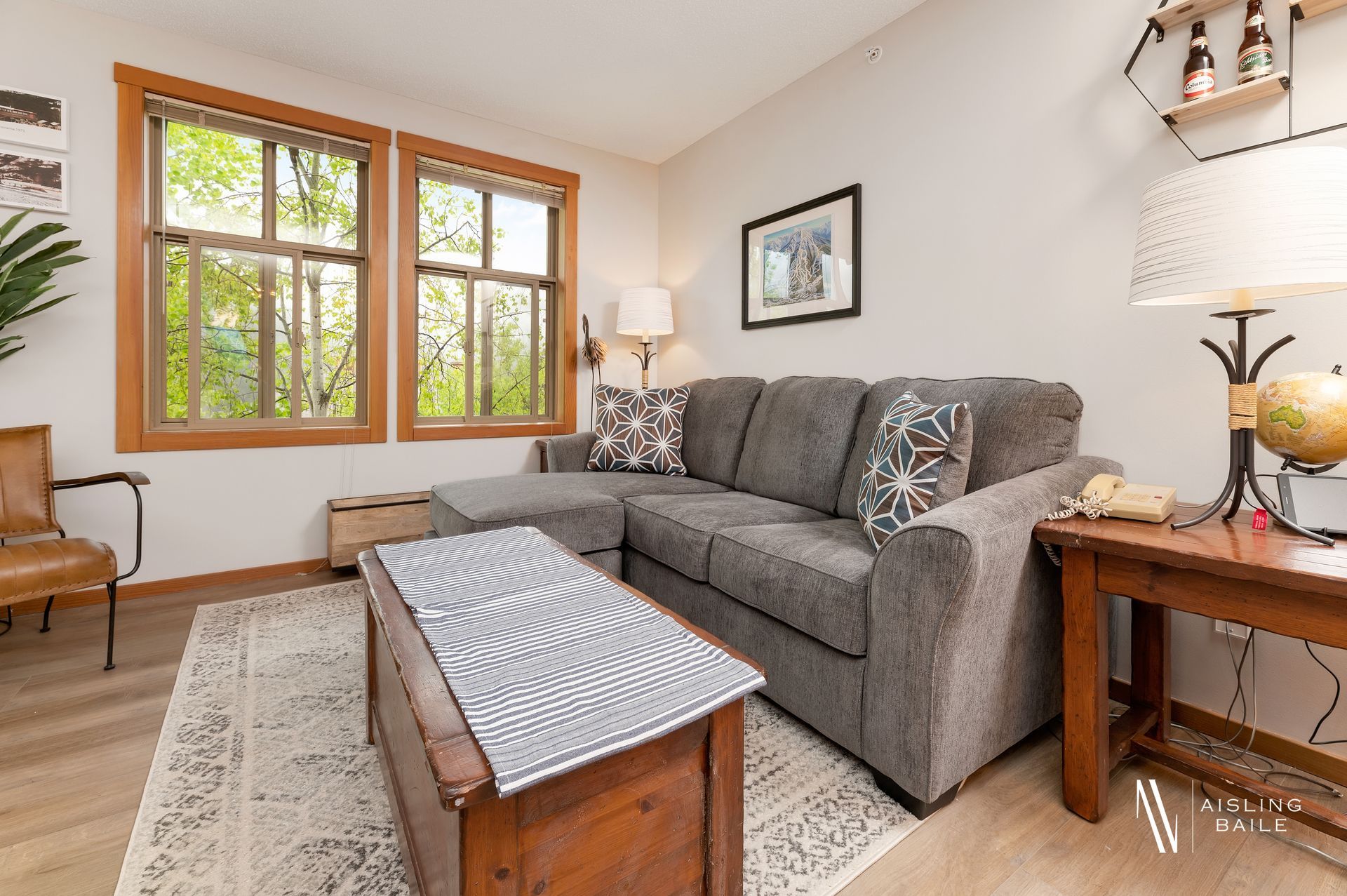 Living room sectional of the Upper Tip, a Panorama BC Vacation Rental hosted by Aisling Baile Property Management.