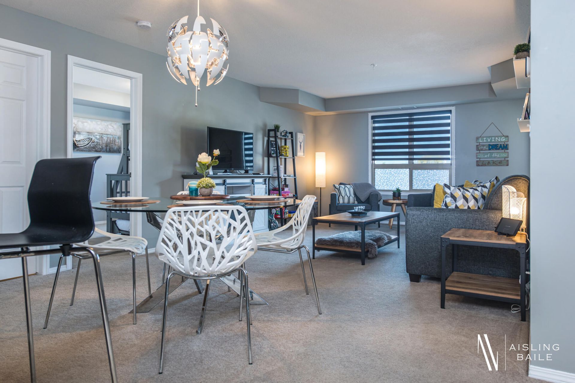 Dining area at the Trendy condo at Lake Windermere Pointe in Invermere, a BC Vacation Rental hosted by Aisling Baile Property Management.