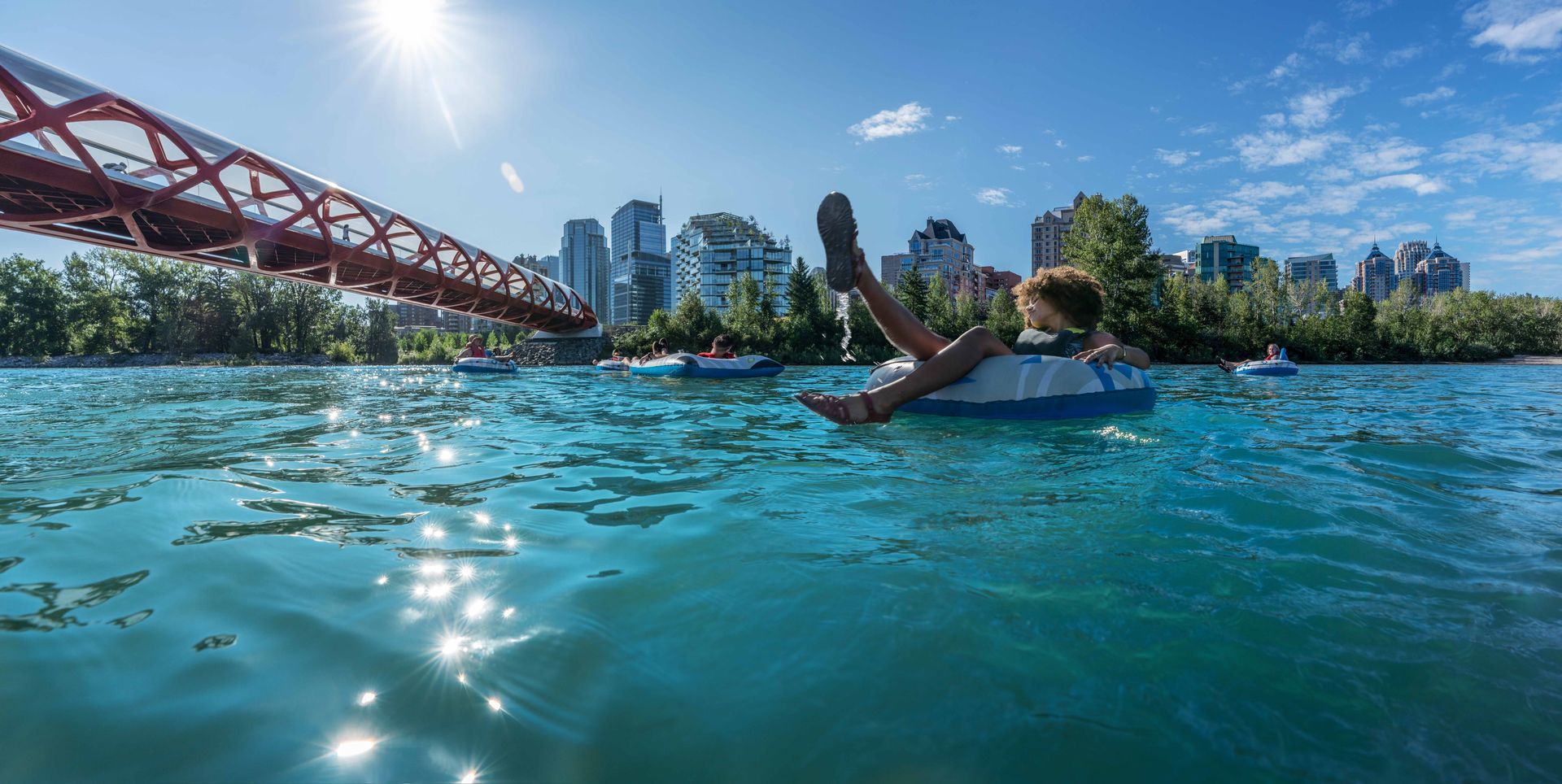 Calgary summer activities kayaking or tubing on the Bow River
