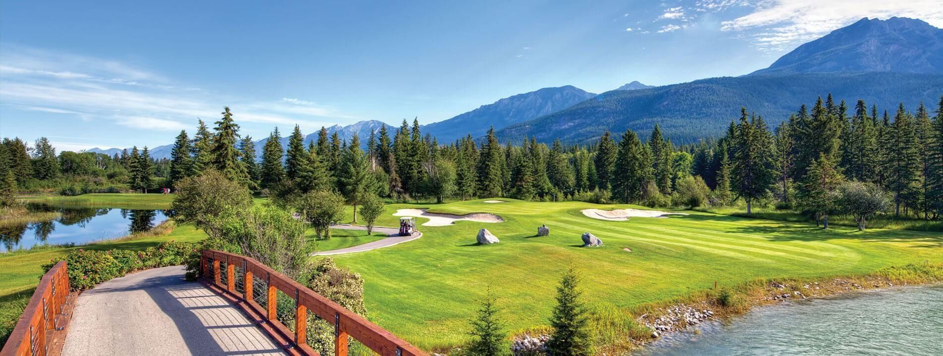 Riverside golf course a 2-min walk from the Fairmont Villa, a BC Vacation rental hosted by Aisling Baile Property Management.