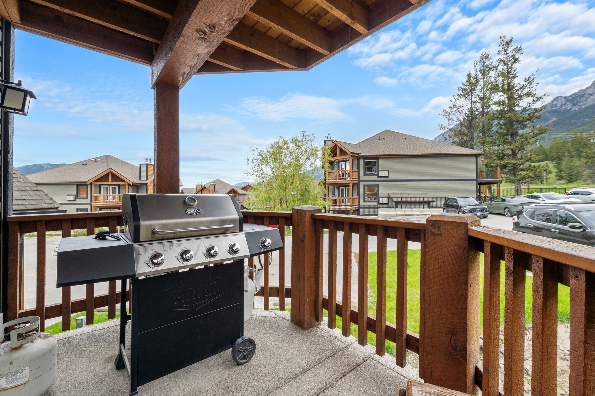 Private balcony with a BBQ of Mountain Heart, a Radium Hot Springs, BC Vacation Rental hosted by Aisling Baile Property Management.