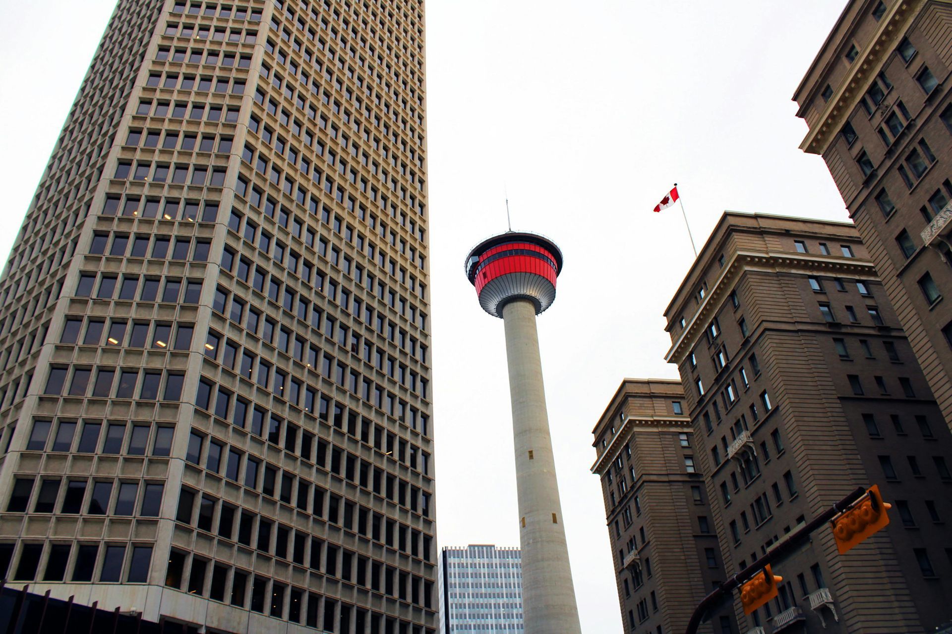 Calgary Tower in Calgary's Beltline district.