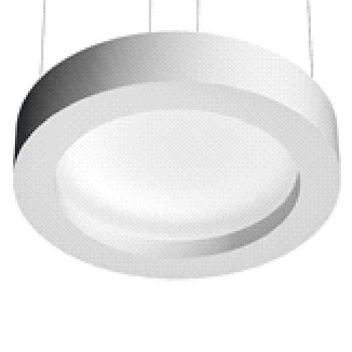 Una lámpara redonda blanca cuelga del techo.