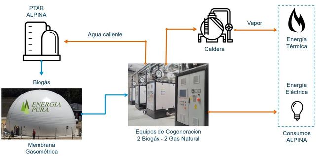 diagrama de la planta de energía de biogás