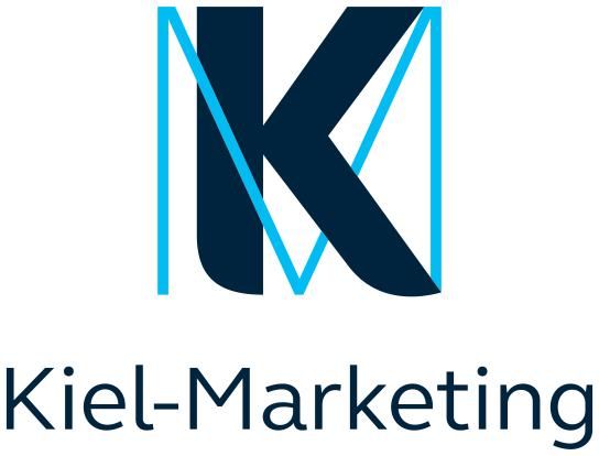 Ein blau-weißes Logo für Kiel-Marketing