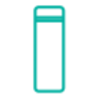 A blue icon of a bottle on a white background.