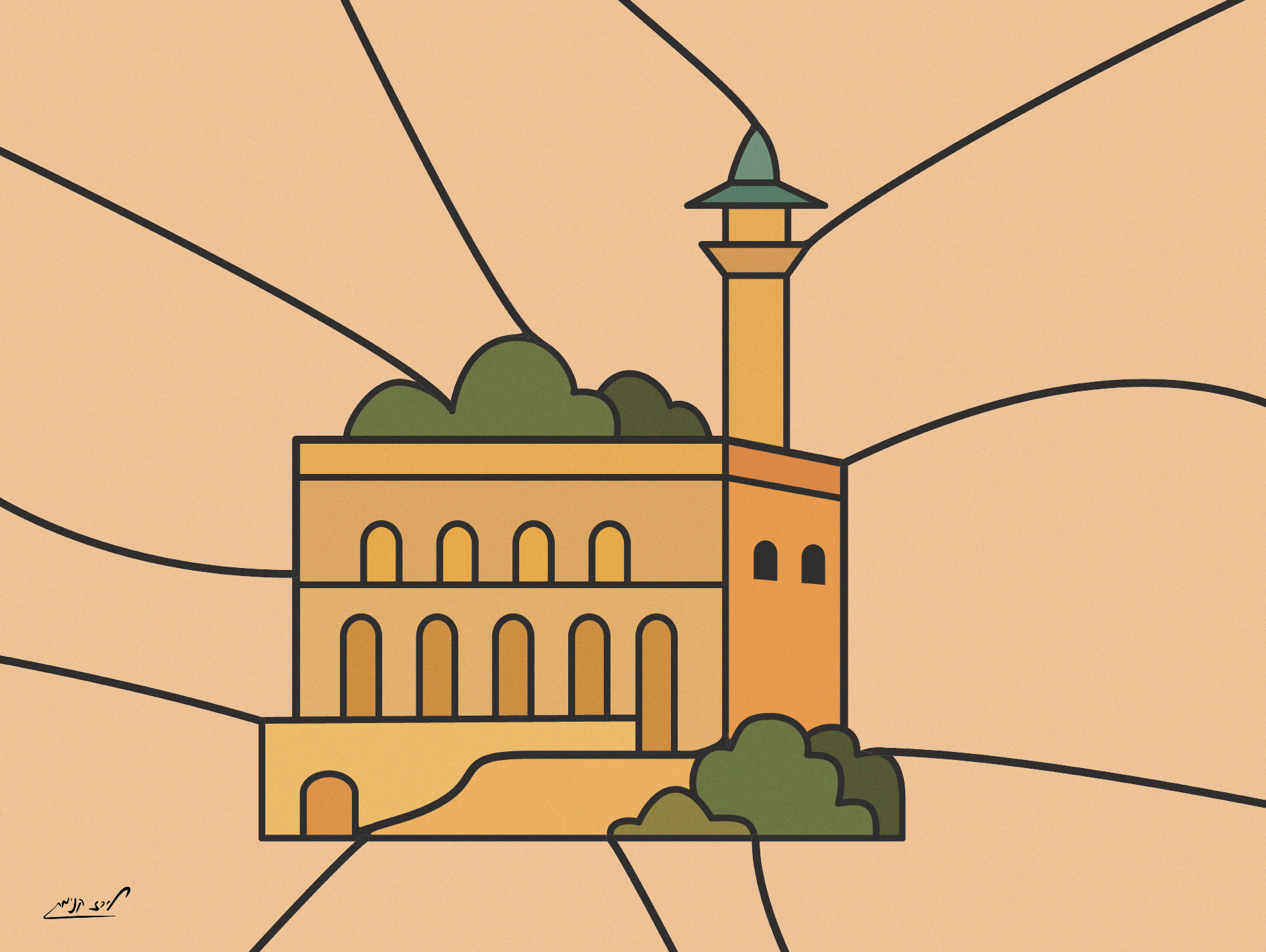 איור מערת המכפלה בסגנון ויטראז'