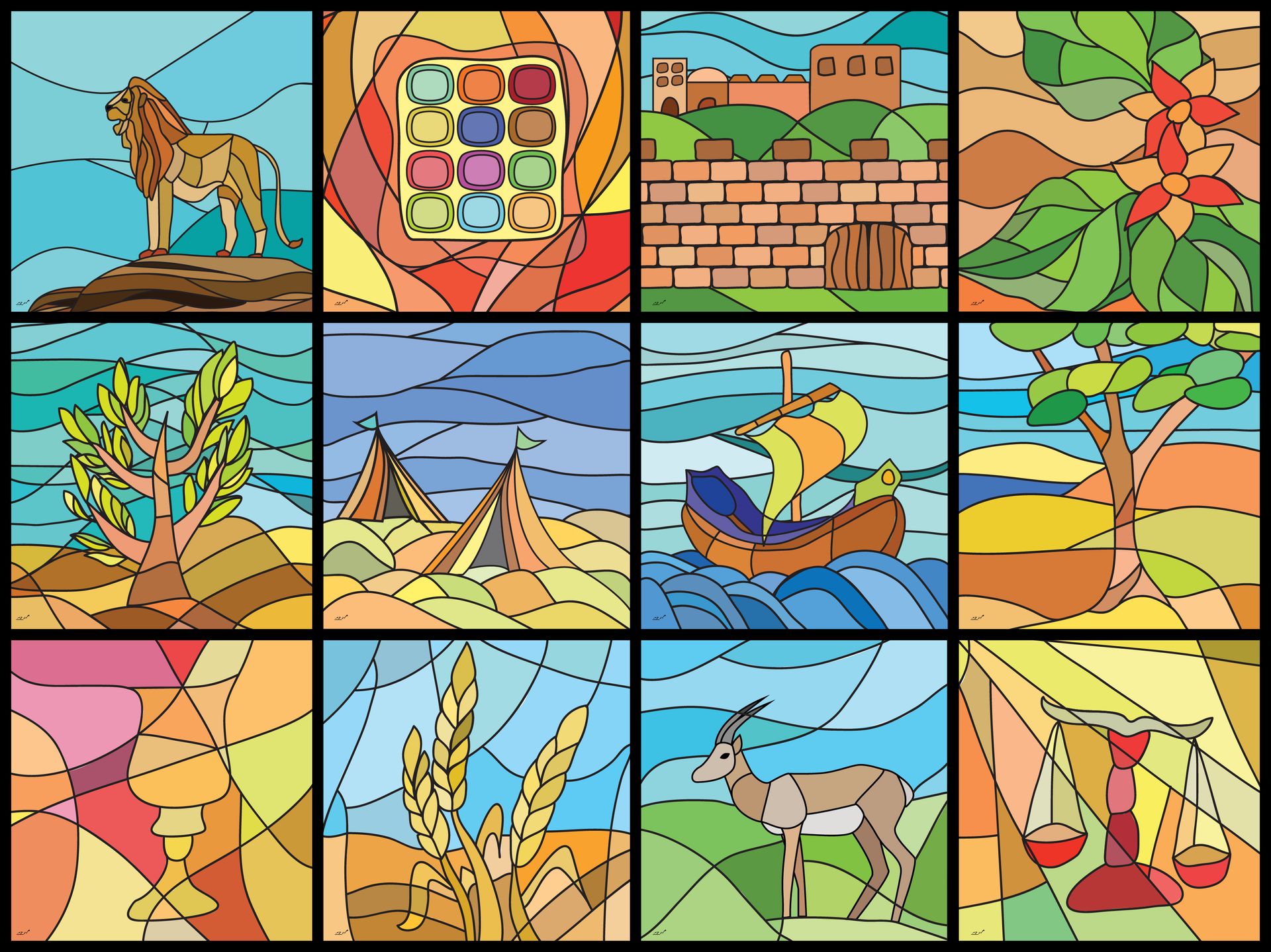 איור ויטראז' 12 שבטים - שבטי ישראל