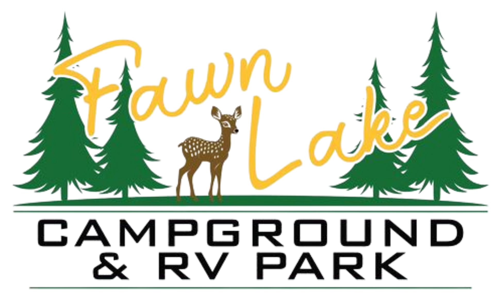 The logo for fawn lake campground and rv park