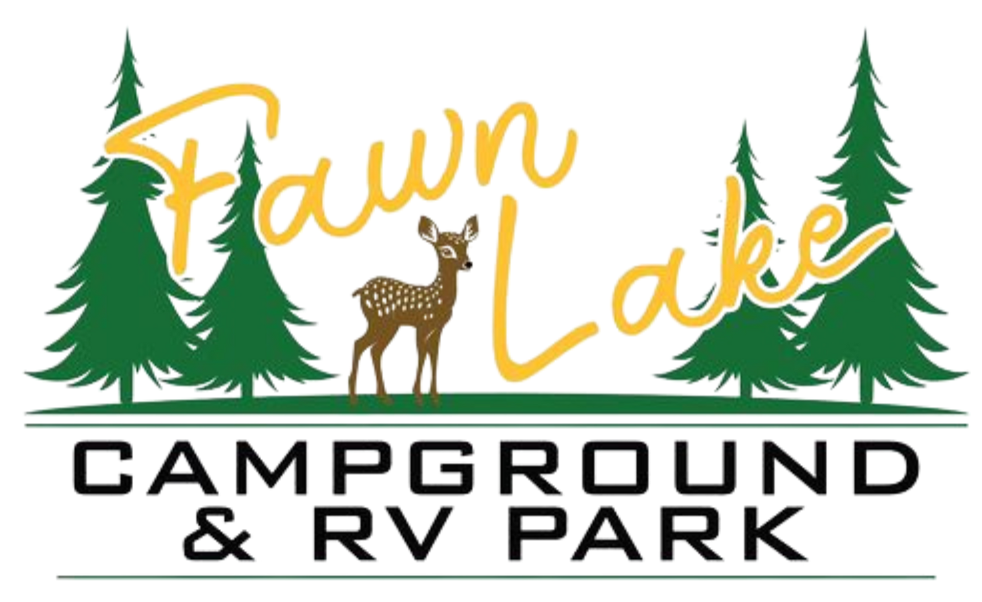 A logo for fawn lake campground and rv park