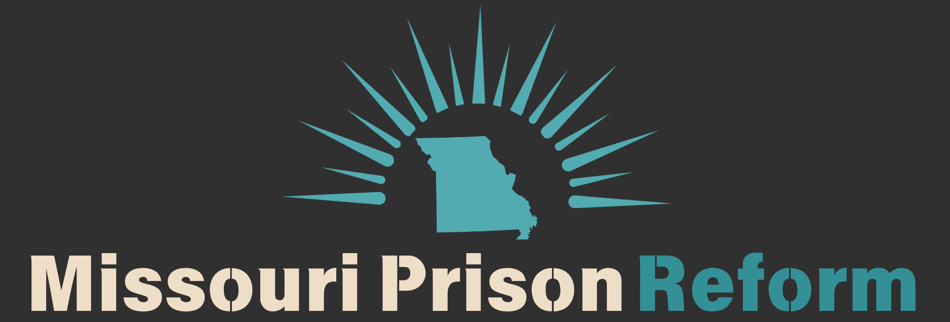 Missouri Prison Reform logo - the words Missouri Prison Reform in stylized text with the shape of the state of Missouri above them and a starburst coming out of it.