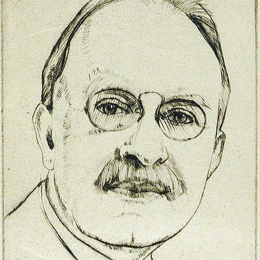 Line drawing on paper of early NAACP leader Oswald Garrison Villard.