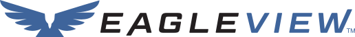 A blue and green eagleview logo on a white background