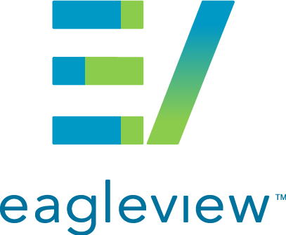 The logo for eagleview is blue and green