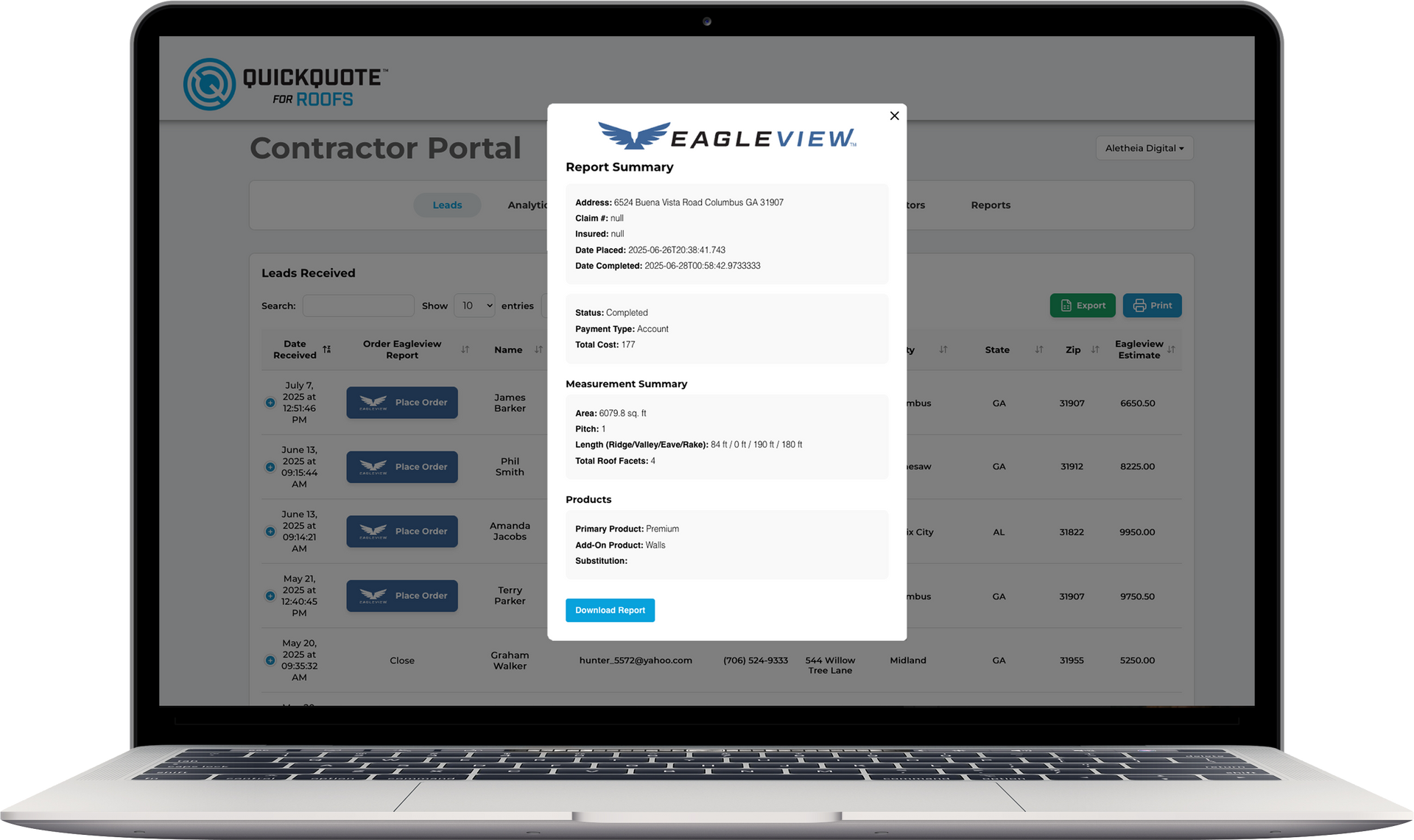 A laptop is open to a contractor portal page