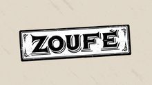 A black and white stamp with the word zoufe on it.