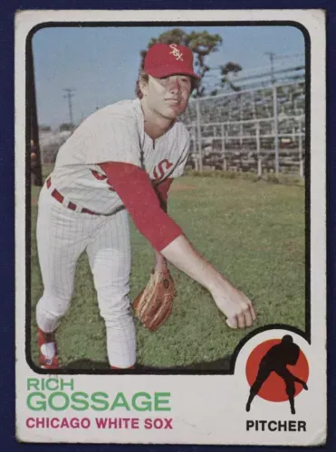 A baseball card of a pitcher named rich gossage from the chicago white sox