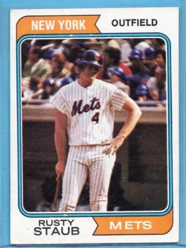A new york mets baseball card with rusty staub