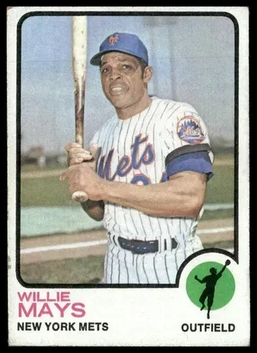 A baseball card of willie mays from the new york mets