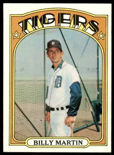 A baseball card of billy martin for the tigers
