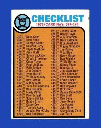 A checklist for 1973 / card no 's 397-528