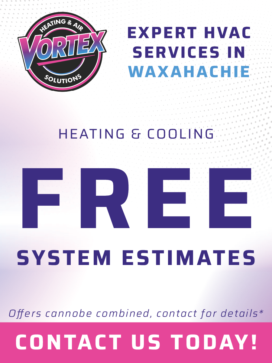 HVAC services ad: Vortex logo, 