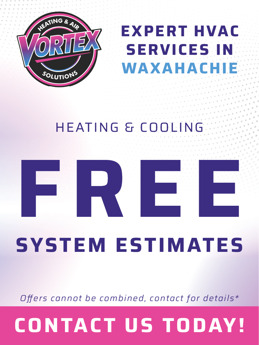 HVAC services ad: Vortex logo,