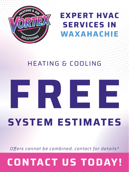 HVAC services ad: Vortex logo, 