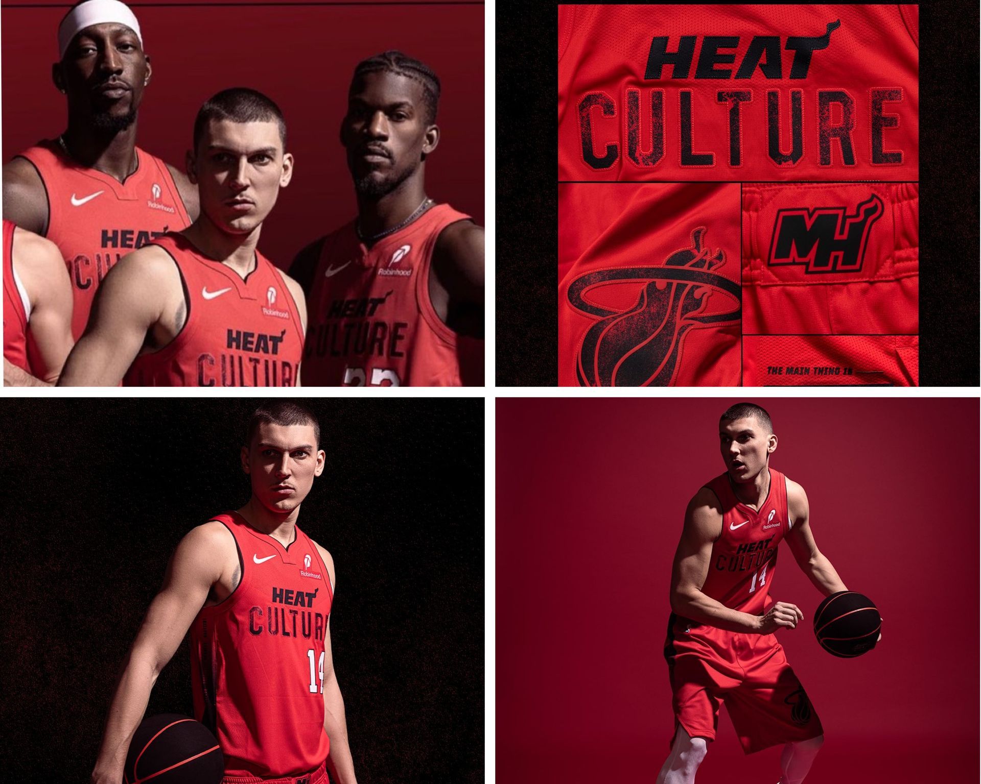 A collage of four photos of a heat culture basketball team