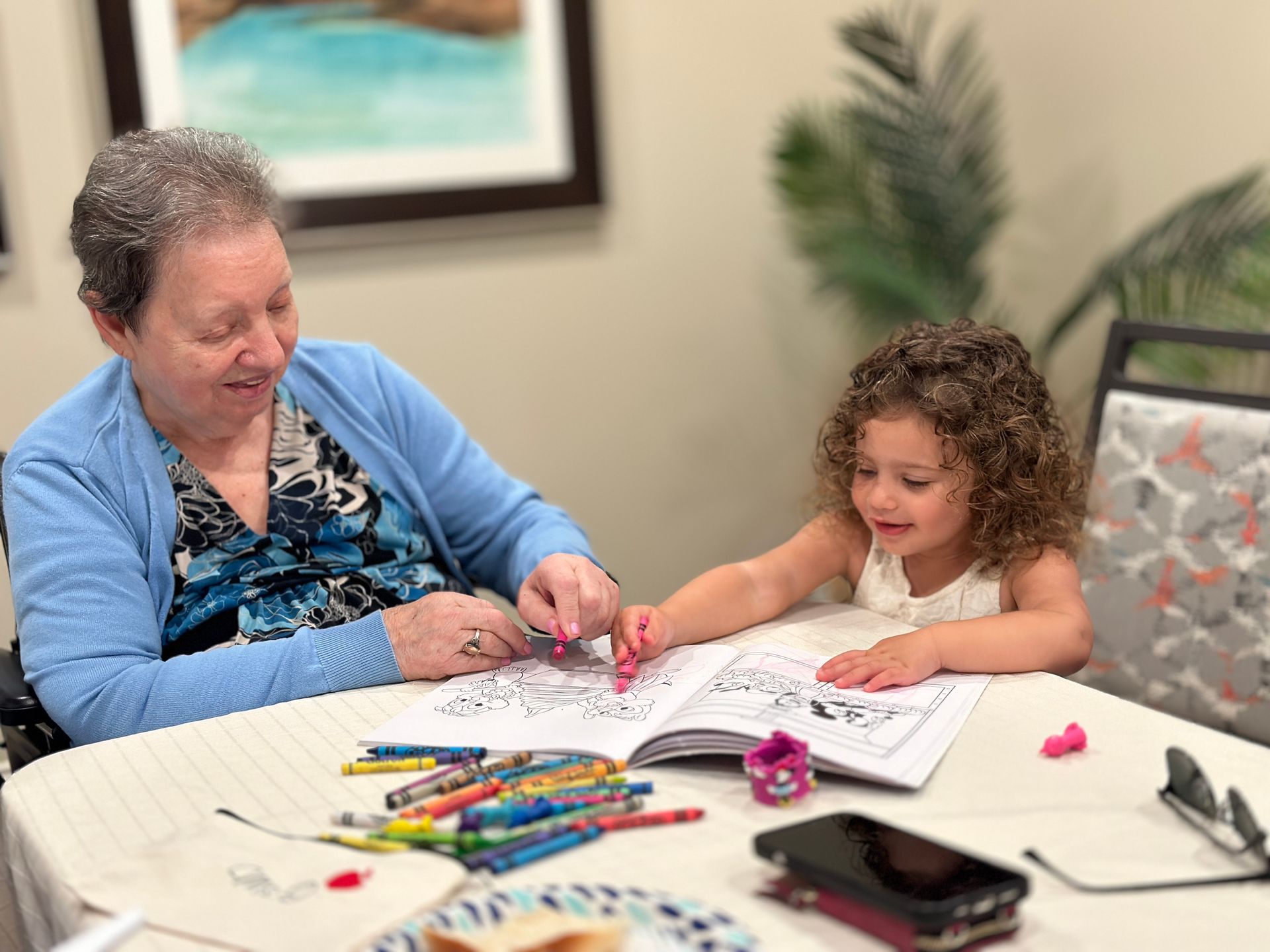 Yael and Buba Luba drawing together.