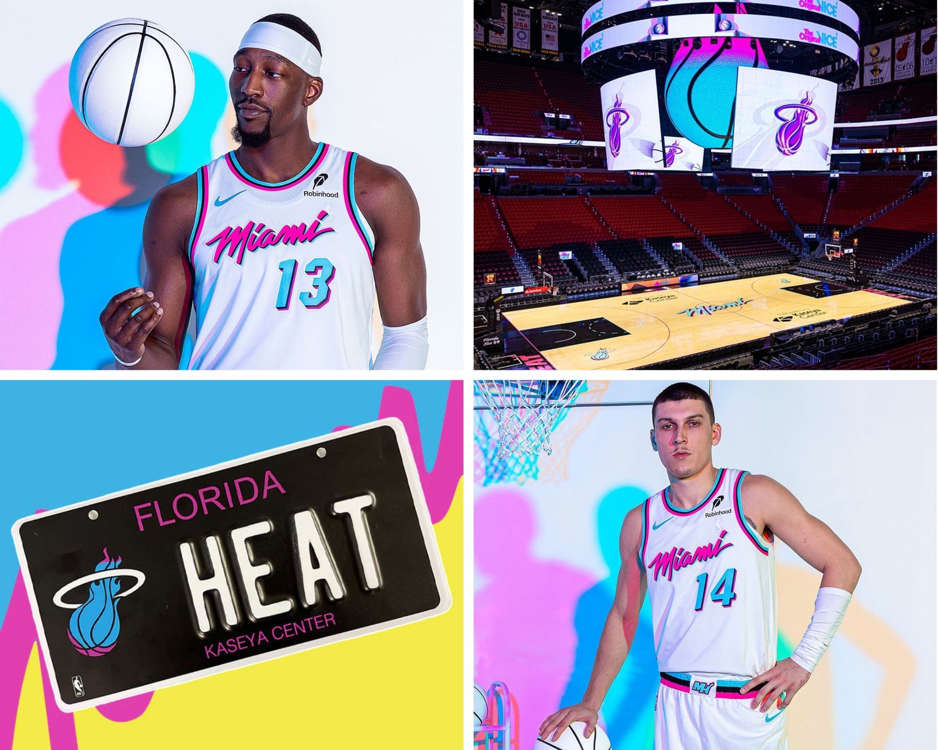 A collage of photos of a florida heat basketball team