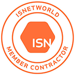 The isnetworld member contractor logo is orange and white.