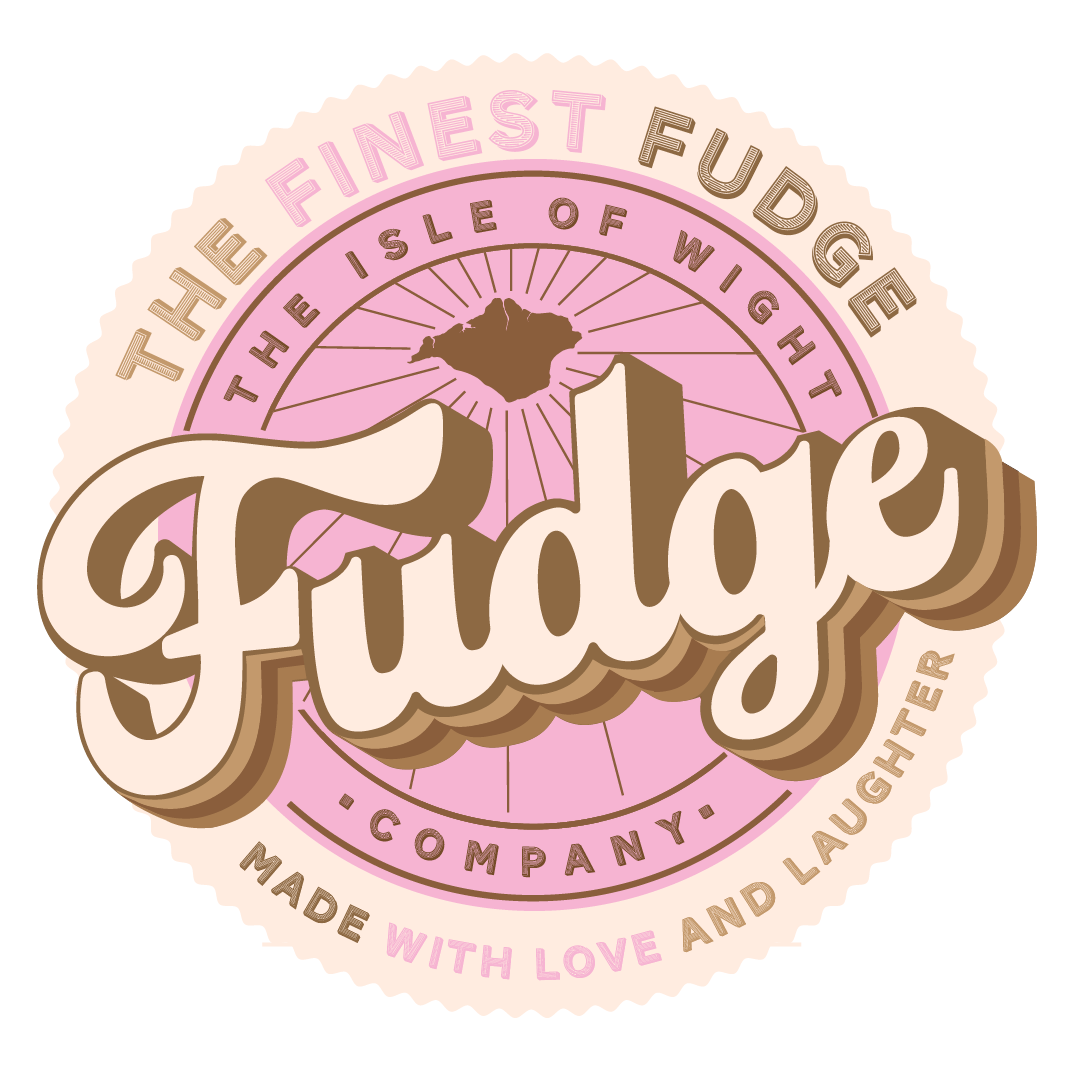 Pink and tan circular logo for 