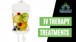 A bag of fruit and vegetables with the words iv therapy treatments on the bottom