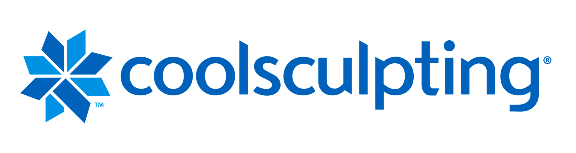 A logo for coolsculpting with a blue star on a white background.