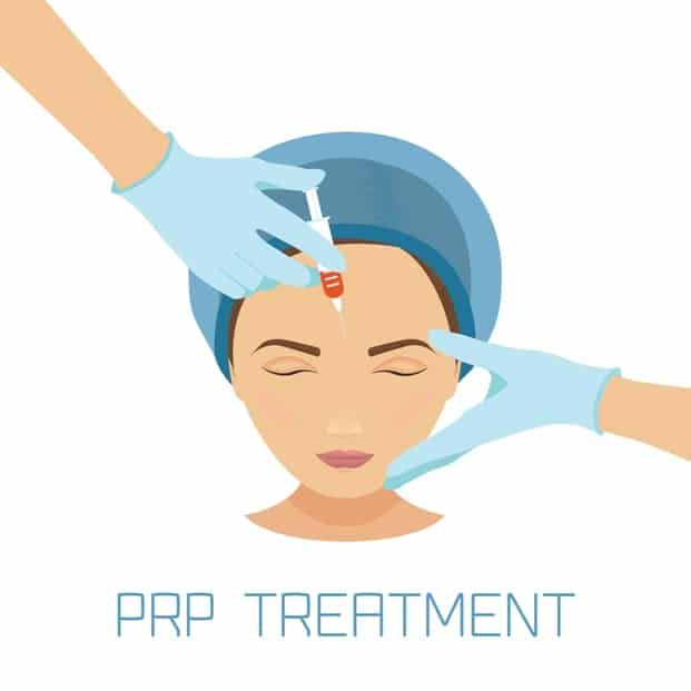 A woman is getting a prp treatment on her forehead