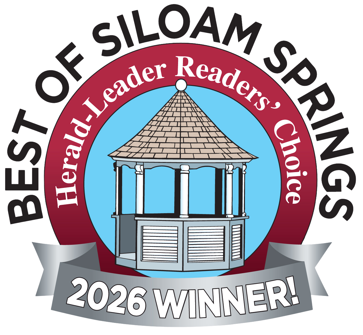 Best of Siloam Springs award logo with a gazebo and