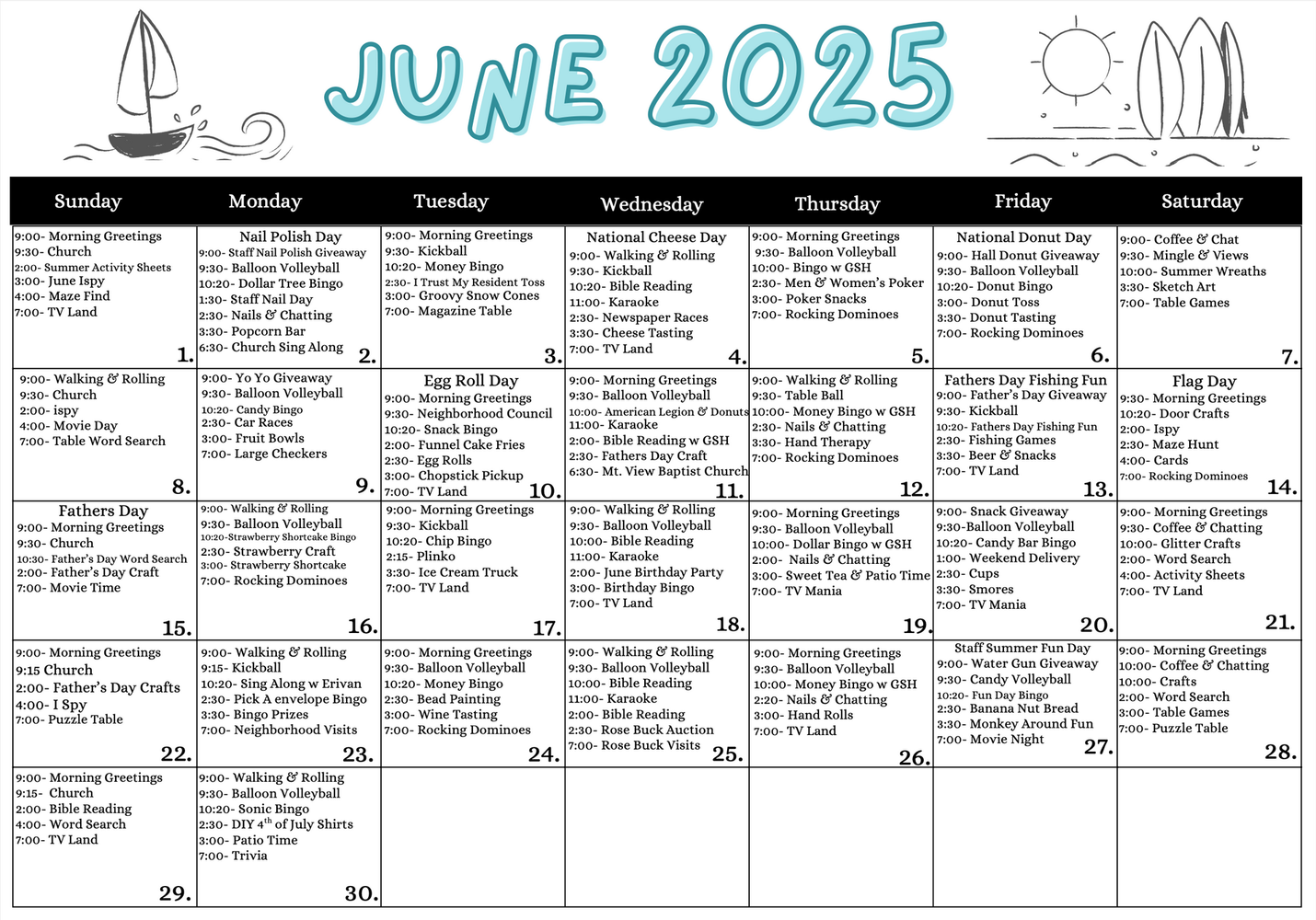 Monthly Activities