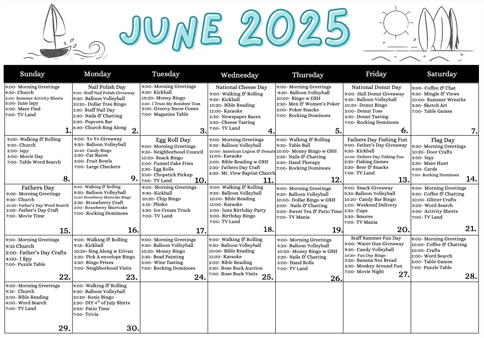 Monthly Activities