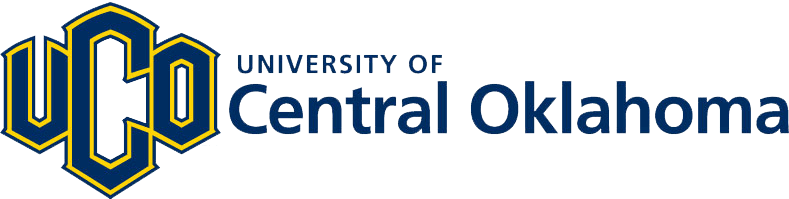 UCO logo: Navy blue and gold letter mark with