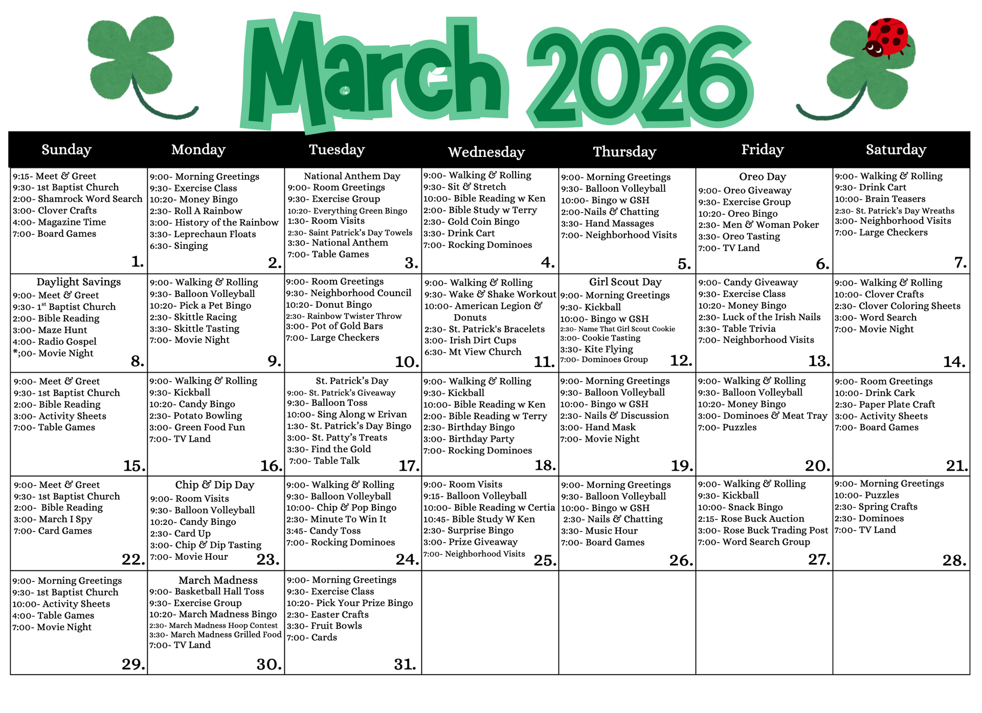 November 2025 calendar with turkey graphic, black days, and event details.