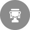 White trophy icon on a gray background.