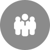Group of people icon in a gray circle.